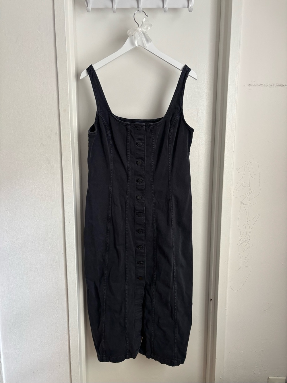 GAP Charcoal Button-Front Denim Dress MIDI length